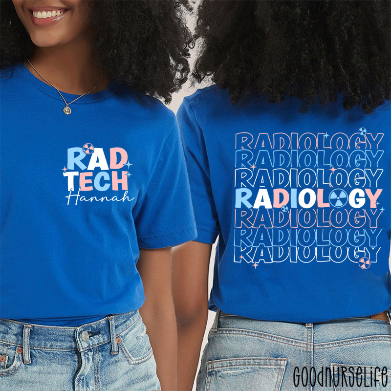 Personalized 4th July Rad Tech Radiology Technologist Two Sided T-Shirt