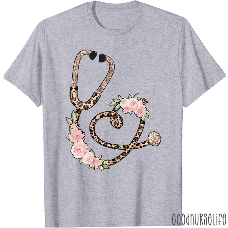 Nurse Leopard Stethoscope Nurse T-Shirt