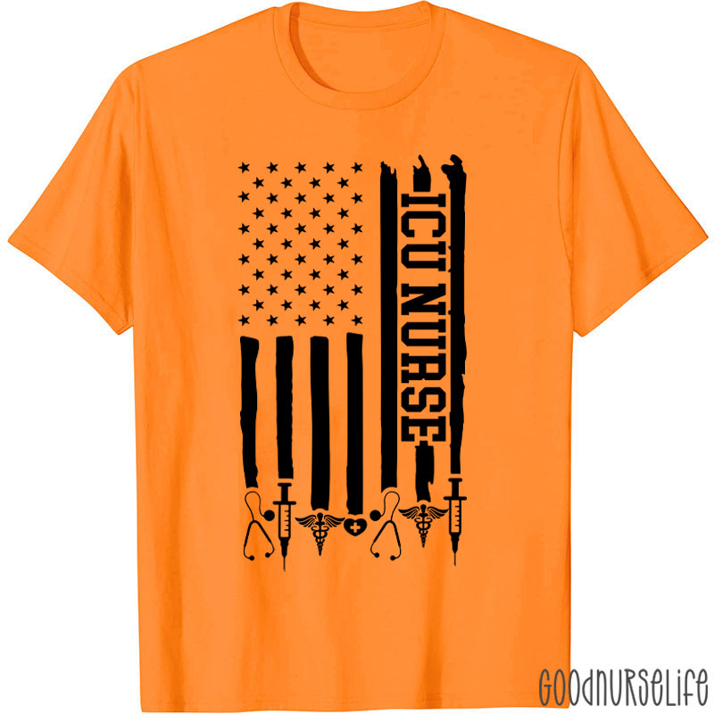 Personalized American Flag Department Nurse T-Shirt