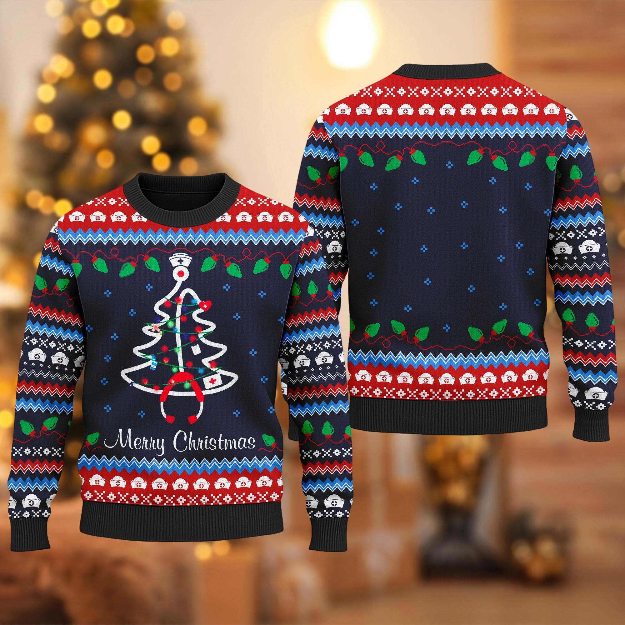 Merry Nursemas Xmas Party Nurse Ugly Fluffy Christmas Sweater