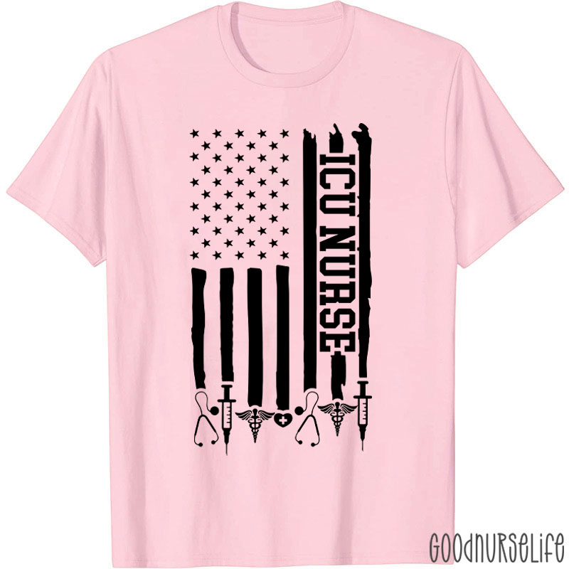Personalized American Flag Department Nurse T-Shirt