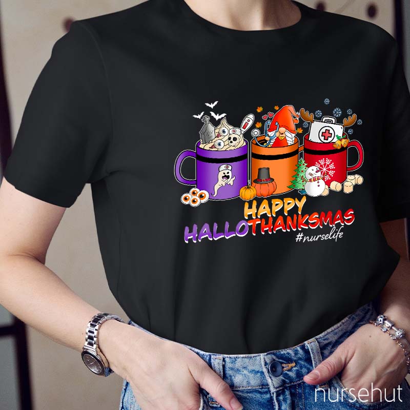 Happy Hallothanksmas Nurse T-Shirt