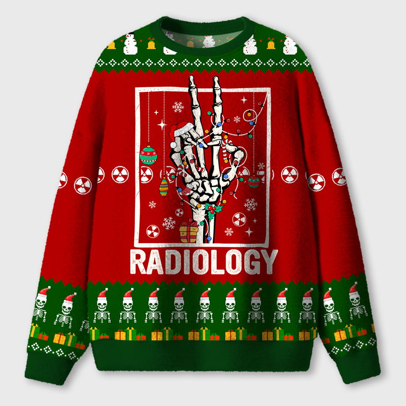 Hand Skeleton Radiology Ugly Fluffy Christmas Sweater