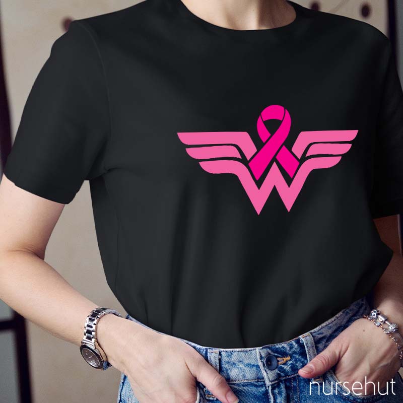 Wonder Woman Breast Cancer Awareness Nurse T-Shirt