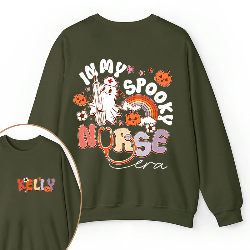 Personalized Name In My Spooky Nurse Era Nurse Two Sided Sweatshirt