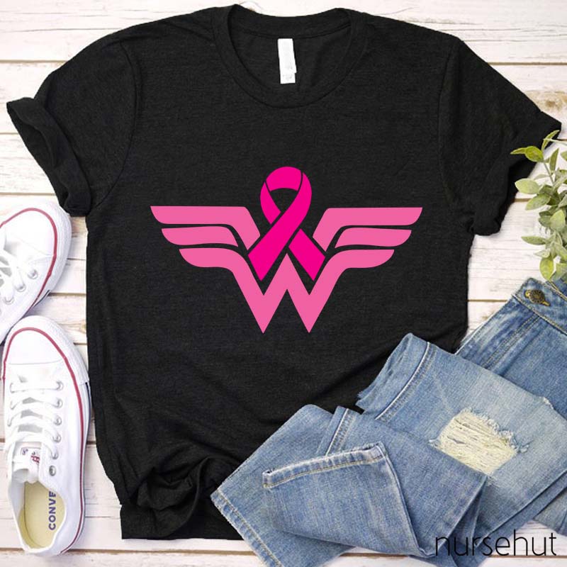 Wonder Woman Breast Cancer Awareness Nurse T-Shirt