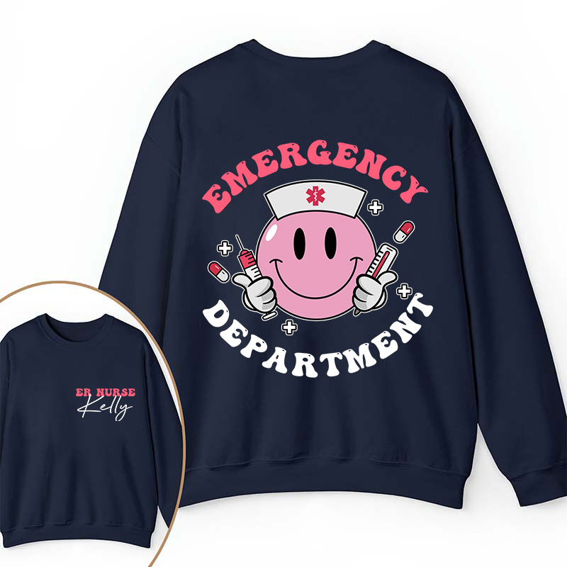 Personalized Emergency Department Nurse Two Sided Sweatshirt