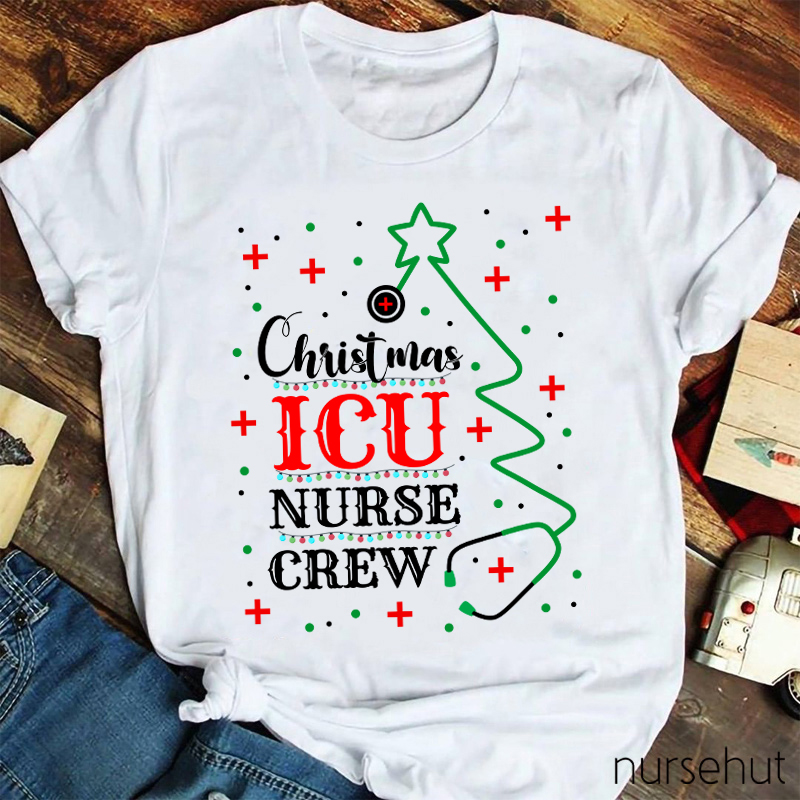 Personalized Christmas ICU Nurse Crew T-Shirt
