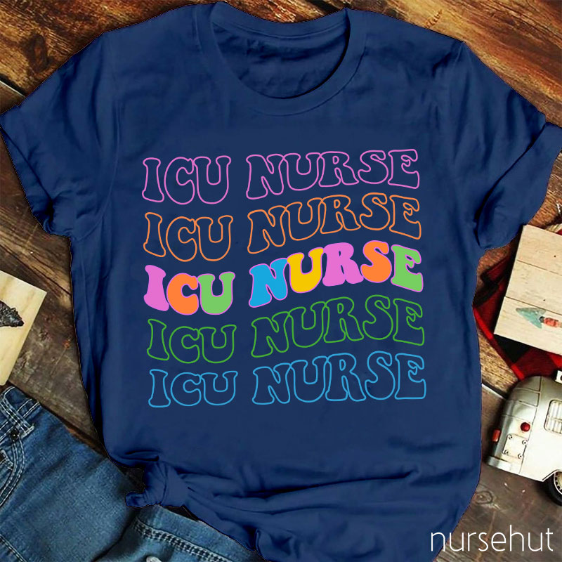 ICU Color Letters Nurse T-Shirt