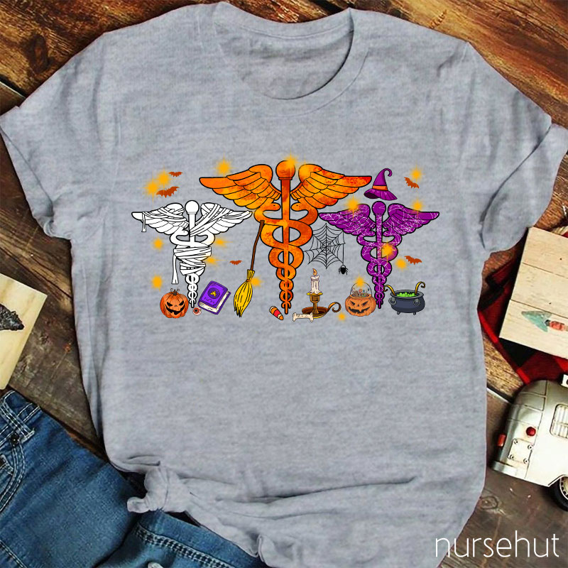 Halloween Rod Of Asclepius Nurse T-Shirt