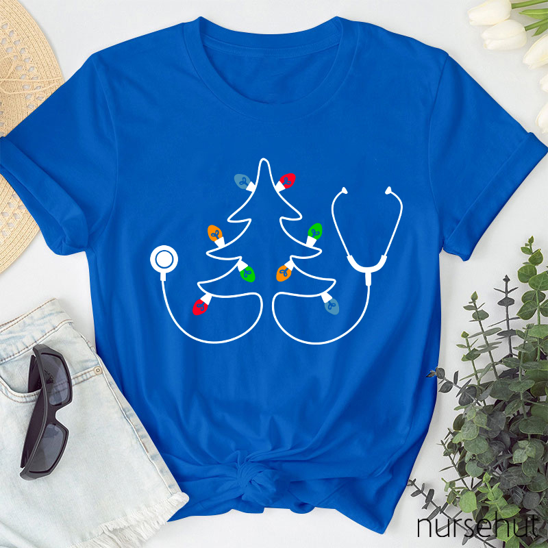 Stethoscope Christmas Tree Nurse T-Shirt