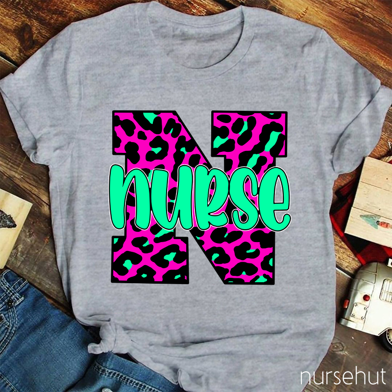 Personalized Leopard Print Nurse T-Shirt