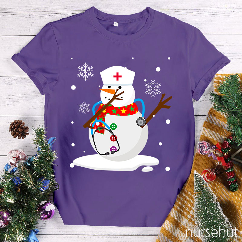 Christmas Snowman Nurse T-Shirt