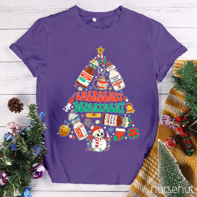 Emergency Department Christmas Tree Nurse T-Shirt
