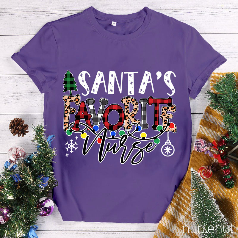 HO HO HO Santa's Favorite Nurse T-Shirt