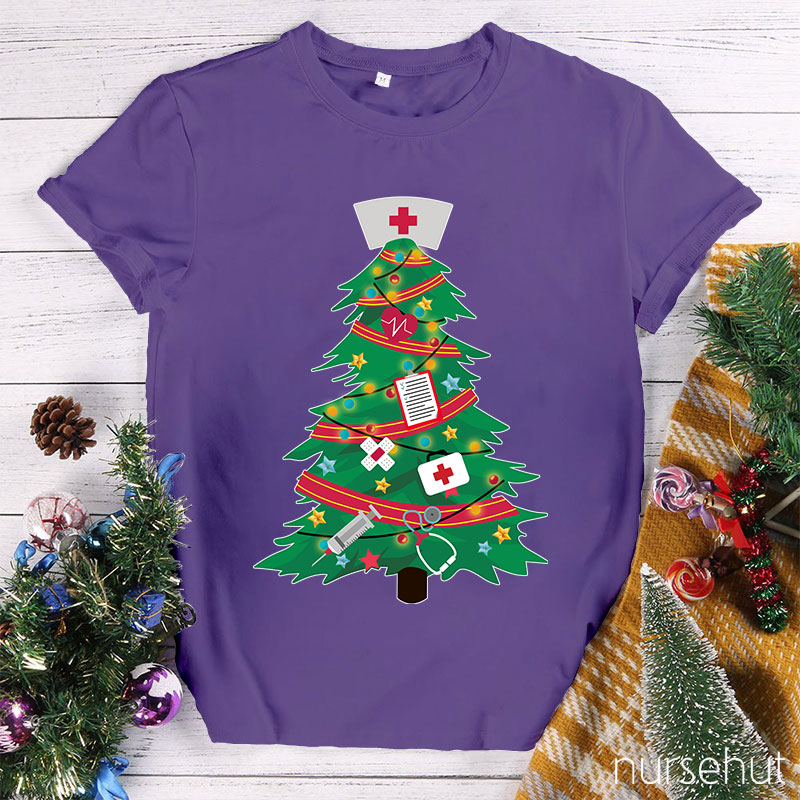 Christmas Tree With Nurse Hat Nurse T-Shirt