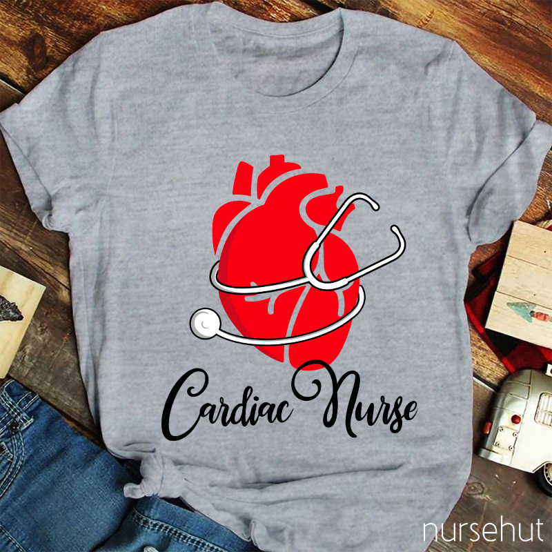 Stethoscope Saround A Red Heart Cardiac Nurse T-Shirt