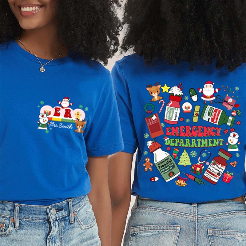 Personalized Where The Magic Of Christmas Happens Nurse Two Sided T-Shirt