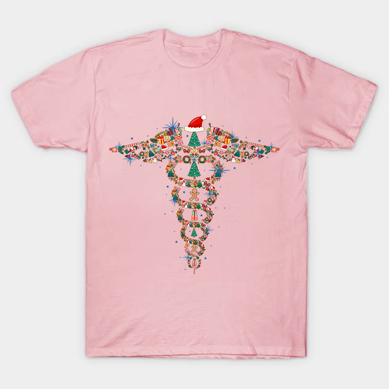 Christmas Rod of Asclepius Nurse T-Shirt