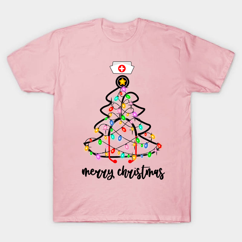 Christmas Lights Merry Christmas Nurse T-Shirt