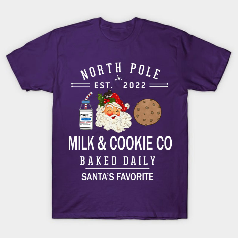 Milk And Cookie Co Santa's Favorite Nurse T-Shirt