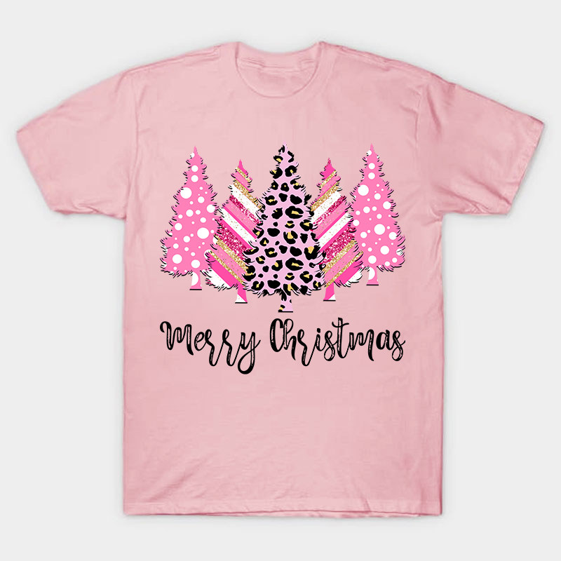 Merry Christmas Pink Christmas Trees Nurse T-Shirt