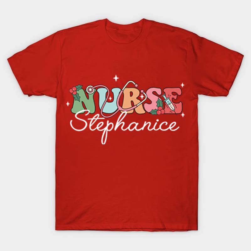Personalized Name Christmas Crew Nurse T-Shirt
