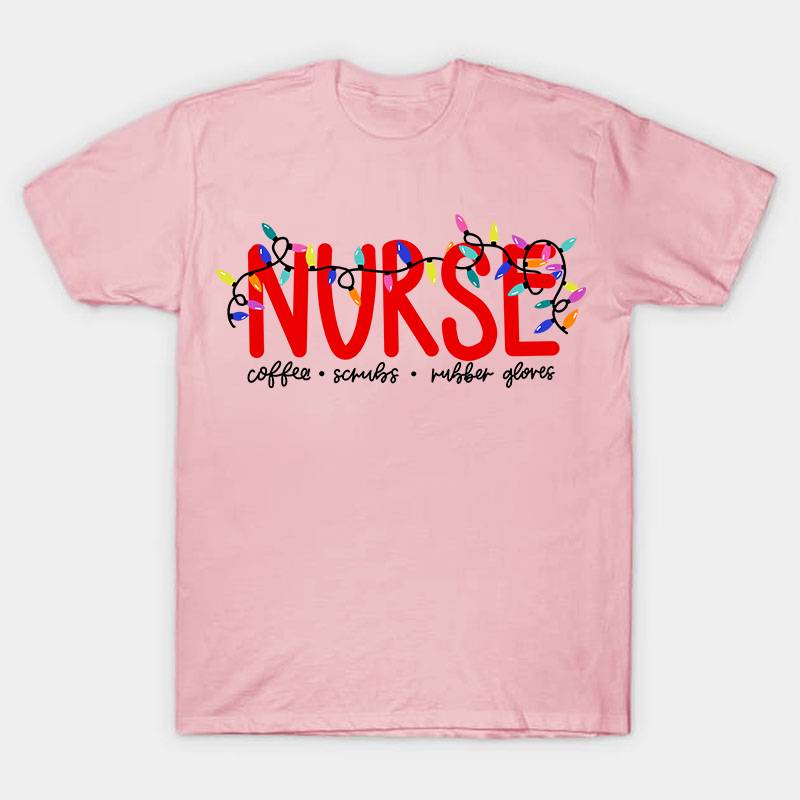 Christmas Coffee Scrubs Gloves Nurse T-Shirt