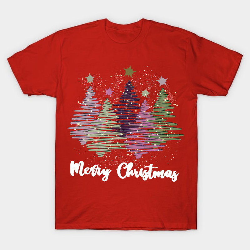 Merry Christmas Colorful Trees Nurse T-Shirt