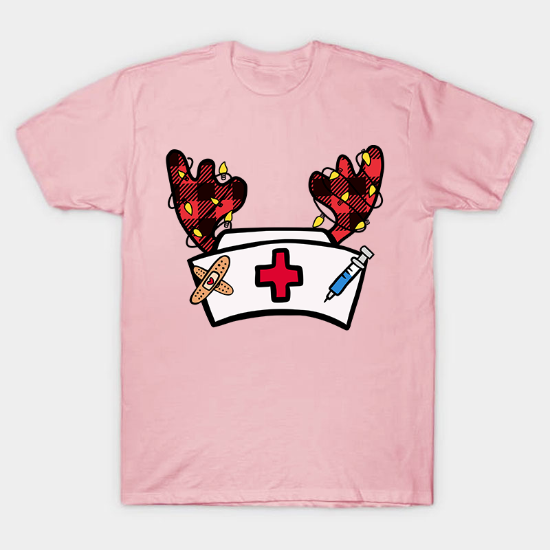 Christmas Elk Nurse Hat Nurse T-Shirt