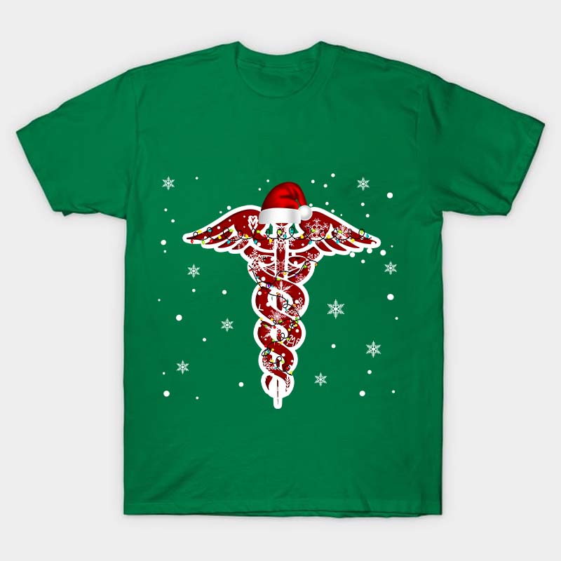 Christmas Rod of Asclepius Nurse T-Shirt