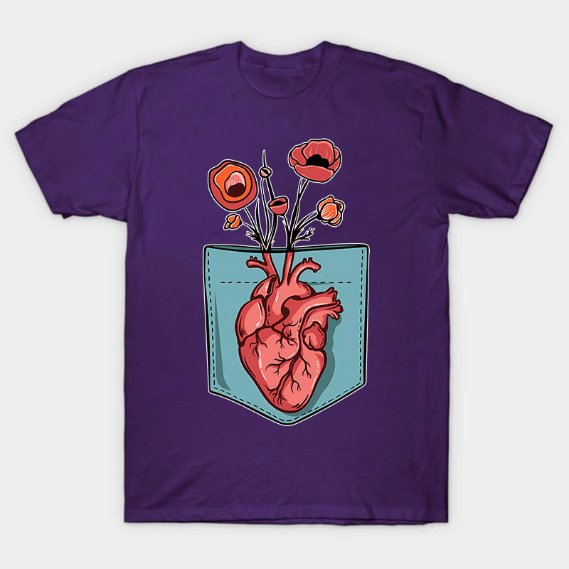 Cardiac Heart Flower Nurse T-Shirt