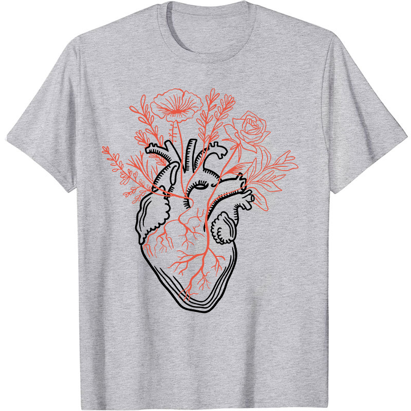 The Heart Is Full Of Flowers Nurse T-Shirt