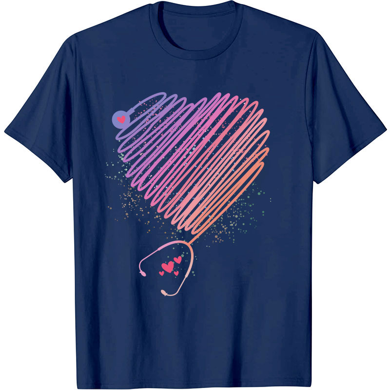 Colorful Love Stethoscope Nurse T-Shirt