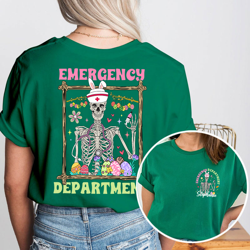 Easter Skeleton Emergency Department Nurse Two Sided T-Shirt