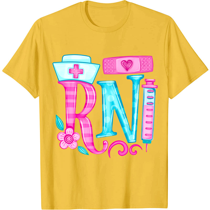 Personalized Job Title Pink Flower Nurse T-Shirt