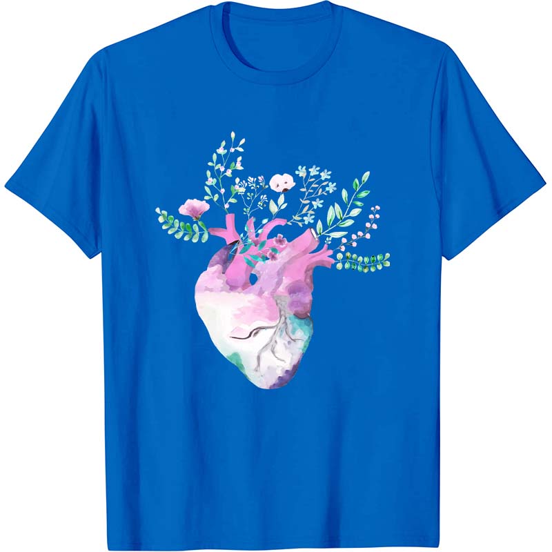 Flowers On The Heart Cardiac Nurse T-Shirt
