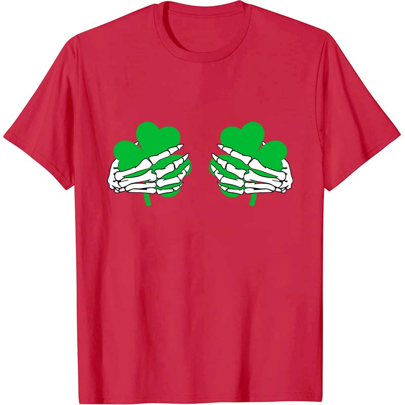 Shamrock Hand Skeleton Nurse T-Shirt