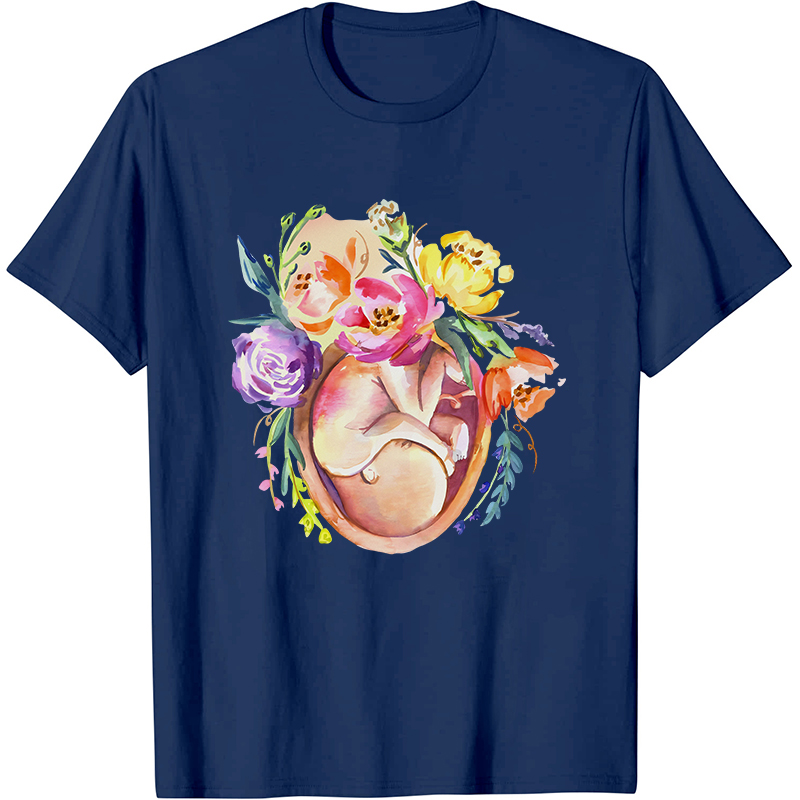 Floral Fetus Nurse T-Shirt