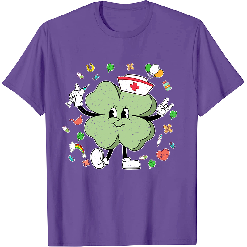 St Patricks Day Cute Clover Nurse T-Shirt