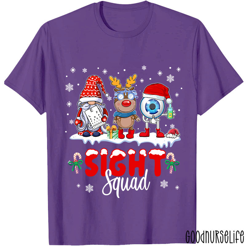 Christmas Sight Squad Gnome Reindeer Eyeball Nurse T-Shirt