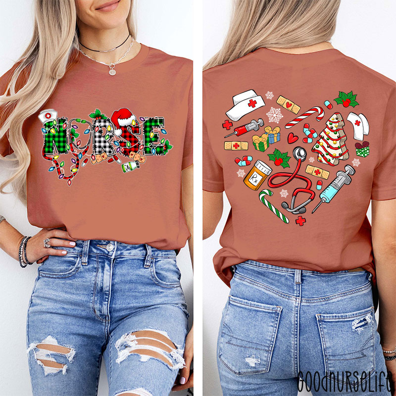 Merry Christmas Nurse Two Sided T-Shirt