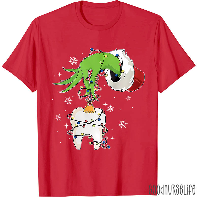 Funny Christmas Lights Tooth Nurse T-shirt