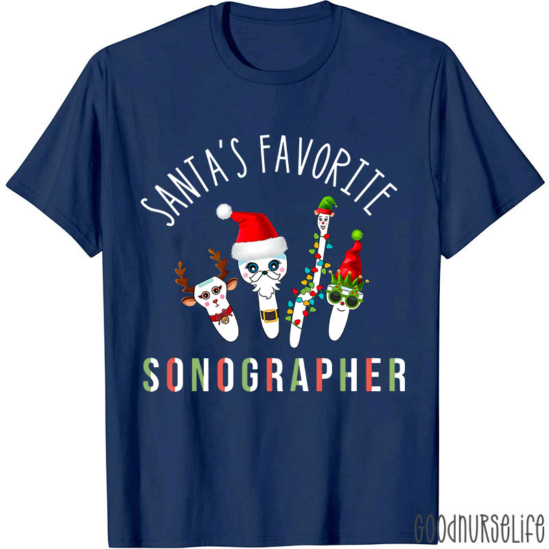 Santa's Favorite Sonographer Nurse T-shirt