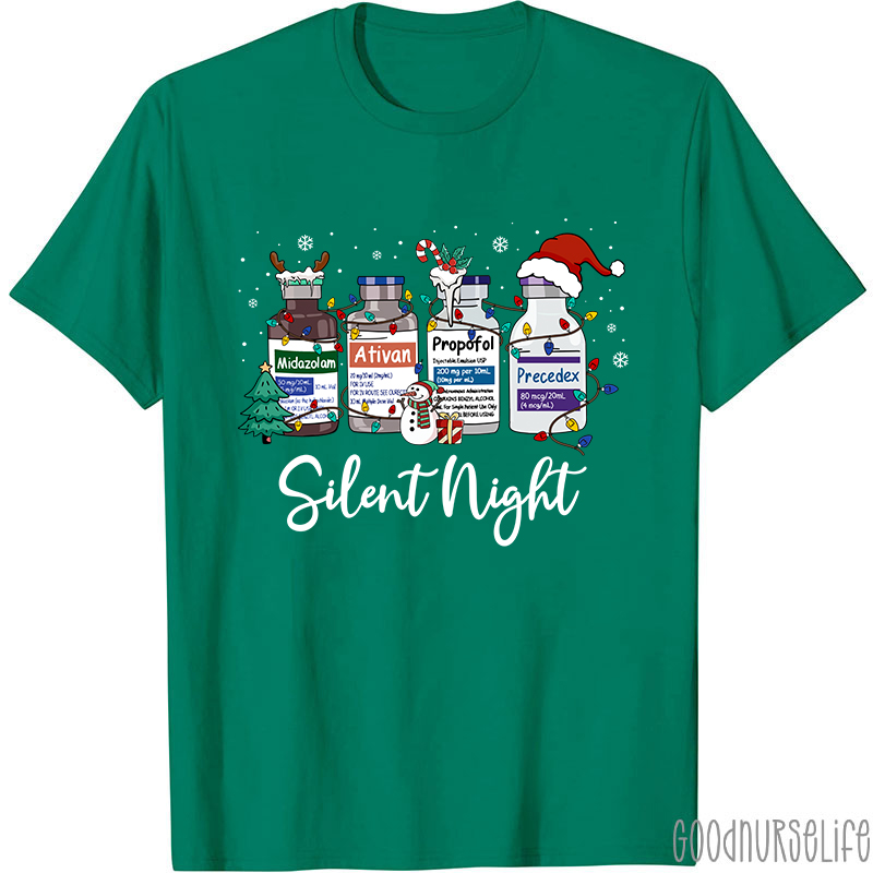 Silent Night Funny Medical Christmas Nurse T-shirt
