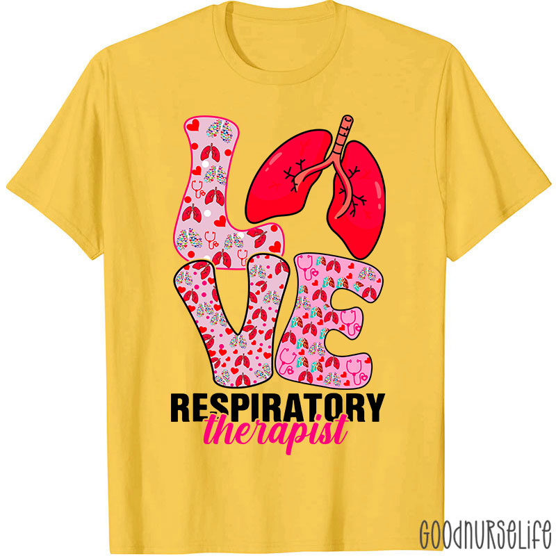 Valentine's Day Love Heart Respiratory Therapist Nurse T-shirt
