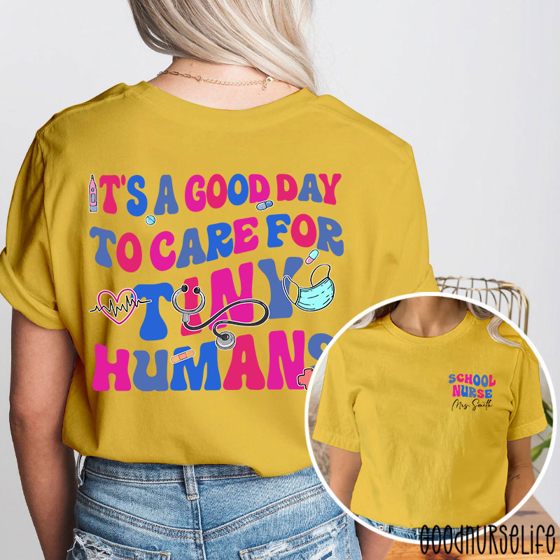 Personalized Name School Nurse Two Sided T-Shirt