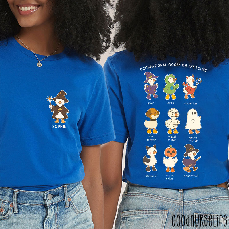 Halloween Silly Goose Cute Occupational Therapy Two Sided T-Shirt