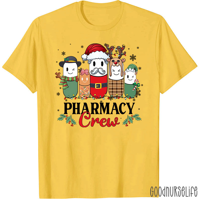 Christmas Pharmacy Crew Festive Pill Character T-Shirt