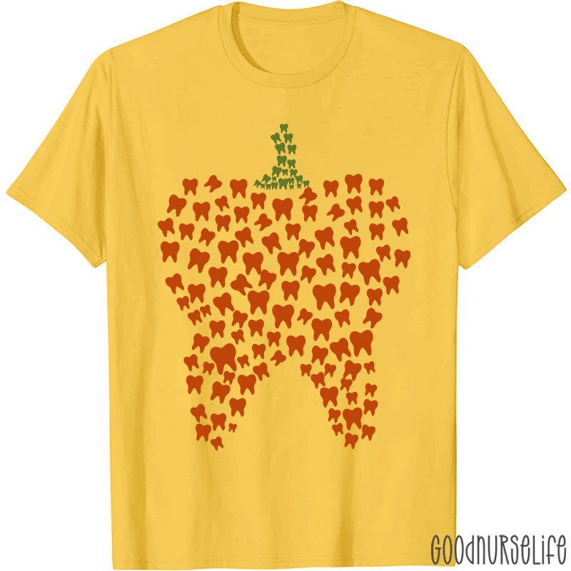 Halloween Pumpkin Typography Teeth T-Shirt